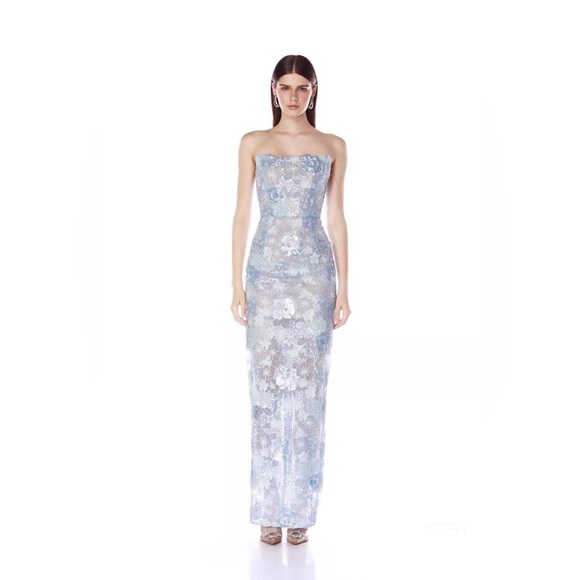 Bronx & Banco Blue Floral Farah Strapless Sequined Maxi Dress XS NWOT Bronx & Banco Blue Floral Farah Strapless Sequined Maxi Dress XS NWOT